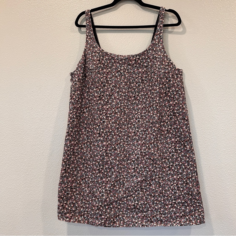 H&M Ditsy Floral Corduroy Tank‎ Tunic Dress Lined Women's Size Large